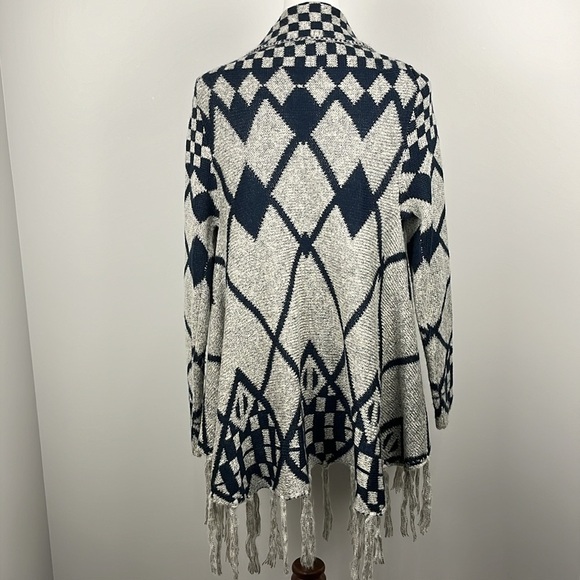 Dolce Cabo Southwest Geometric Open Front Sweater Size S/M Ranch Boho Fringe - Picture 5 of 16